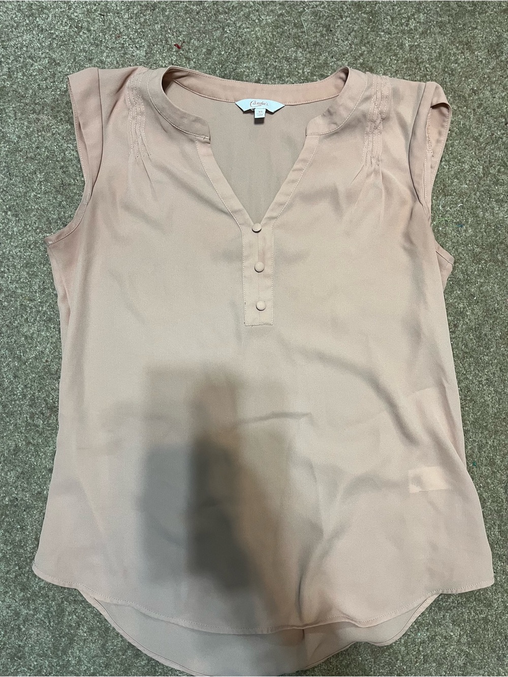 Candie's Blush Sleeveless Button Henley Top